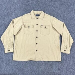 Ralph Lauren Shirt Mens XL Khaki Military Cotton Chino Double Pocket Classic Fit